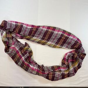 Plaid Infinity Loop Women's Scarf - Pink, Green, and Brown
